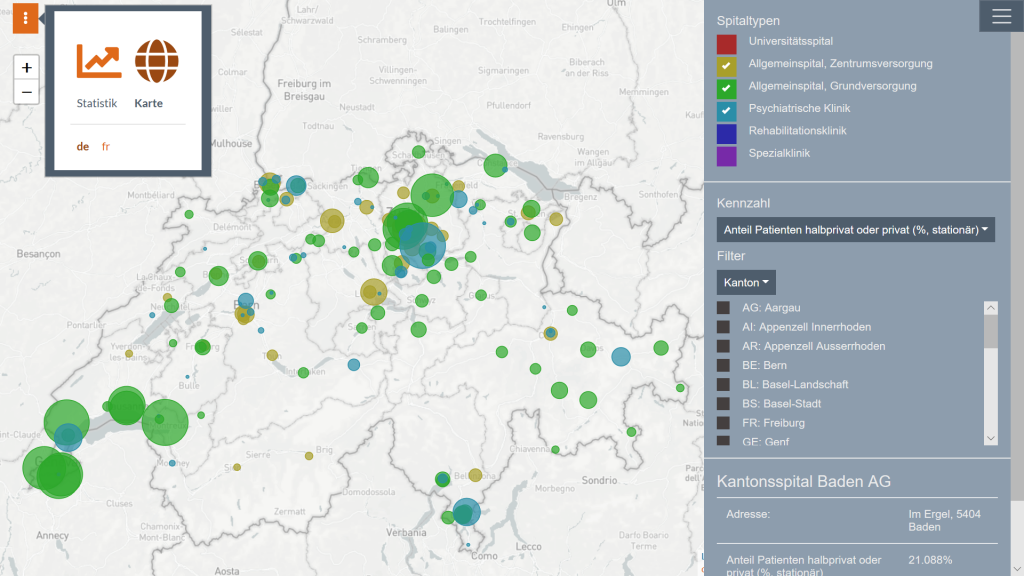 Recherche d'hôpitaux : Carte avec sites hospitaliers - eonum